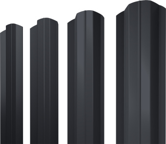 картинка Штакетник М-образный B фигурный Grand Line 0,45 PE-Double RAL 7024 мокрый асфальт Центр Кровли