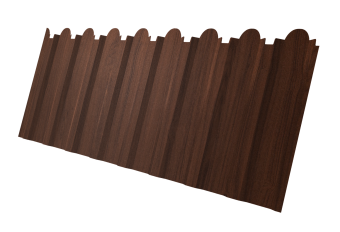 картинка Профнастил С20B фигурный 0,45 Print Elite Choco Wood TwinColor Центр Кровли