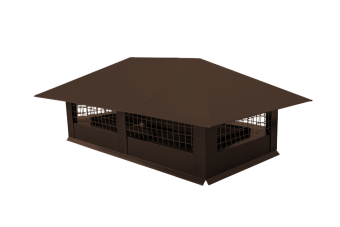 фото Дымник на трубу с сеткой 520х390мм 0,45 PE с пленкой RAL 8017 шоколад Центр Кровли картинка Дымник на трубу с сеткой 520х390мм 0,45 PE с пленкой RAL 8017 шоколад Центр Кровли