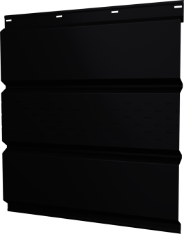 картинка Софит металлический Классик Grand Line центральная перфорация 0,45 PE с пленкой RAL 9005 черный Центр Кровли