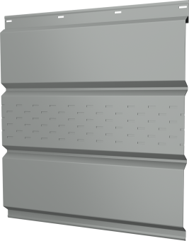 картинка Софит металлический Классик Grand Line центральная перфорация 0,45 PE с пленкой RAL 9006 бело-алюминиевый Центр Кровли