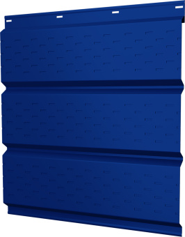 картинка Софит металлический Классик v02 Grand Line полная перфорация 0,45 PE с пленкой RAL 5005 сигнальный синий Центр Кровли