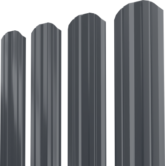 картинка Штакетник Twin XL фигурный Grand Line 0,5 Satin RAL 7024 мокрый асфальт Центр Кровли