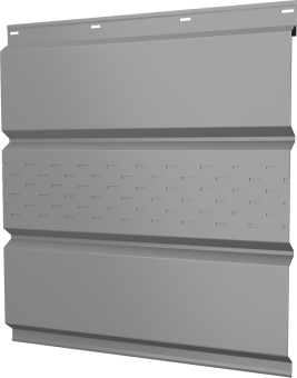 картинка Софит металлический Классик v02 Grand Line центральная перфорация 0,5 Satin с пленкой RAL 7004 сигнальный серый Центр Кровли