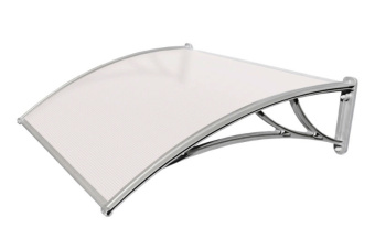 картинка Козырек Krovent из поликарбоната 1200х930х280 молочный (серебристый кронштейн) Центр Кровли