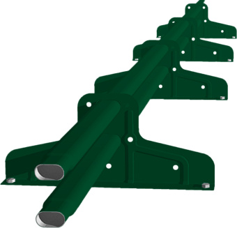 картинка Снегозадержатель трубчатый Premium М4 45х25 RAL 6005 (3м) оцинкованный Центр Кровли