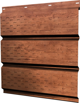 картинка Софит металлический Классик v02 Grand Line полная перфорация 0,45 Print Premium Rowan Wood Intense FTC Центр Кровли