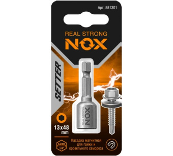 картинка Ключ-насадка магнитная Nox Nut Setter 13x48мм карта (551301) Центр Кровли