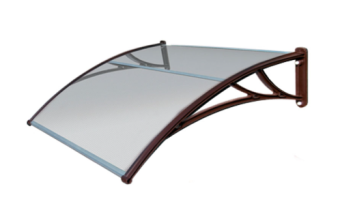 картинка Козырек Krovent из поликарбоната 1500х930х280 прозрачный (коричневый кронштейн) Центр Кровли